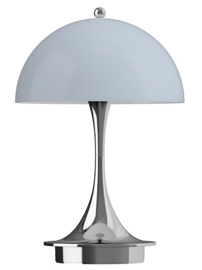 Louis Poulsen Panthella 160 Portable Bordlampe V3 Krom Opal Grå Lampemesteren