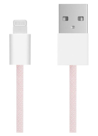 Linocell Flettet USB-A- til Lightning-kabel Rosa 1 m