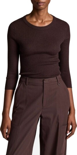 Vince 3/4 slv boatnk sweater S brun dame