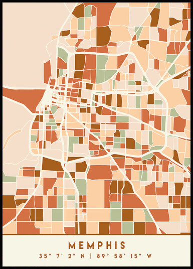 Black Maps Earth Tones 51 Plakat Plakat / 21x30cm