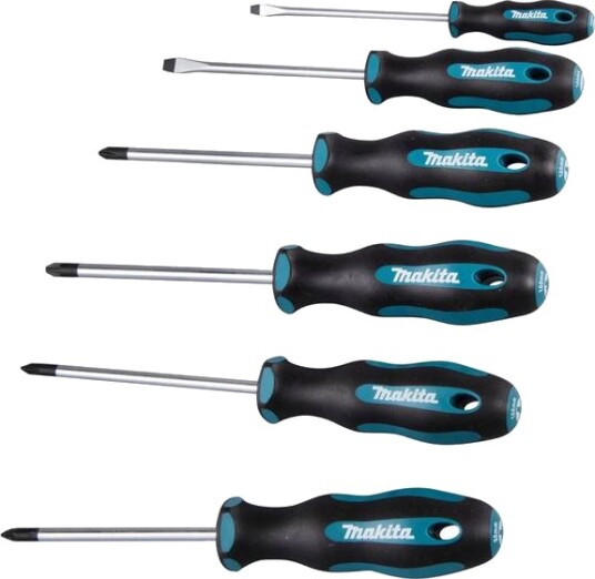 Makita Skrutrekkersett med 6 Stykker - Solid Stål og Magnetisk Tupp Makita Skrutrekkersett med 6 Stykker - Solid Stål og Magnetisk Tupp