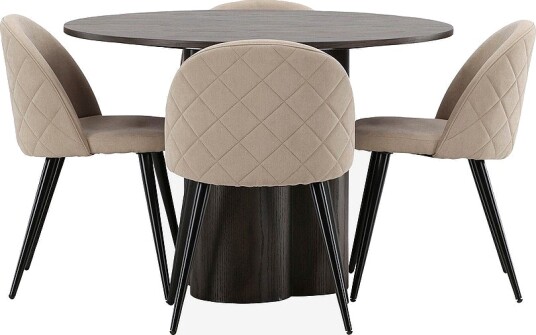 Venture Home   Spisegruppe Olivia med 4 stk stoler Velvet   Brun
