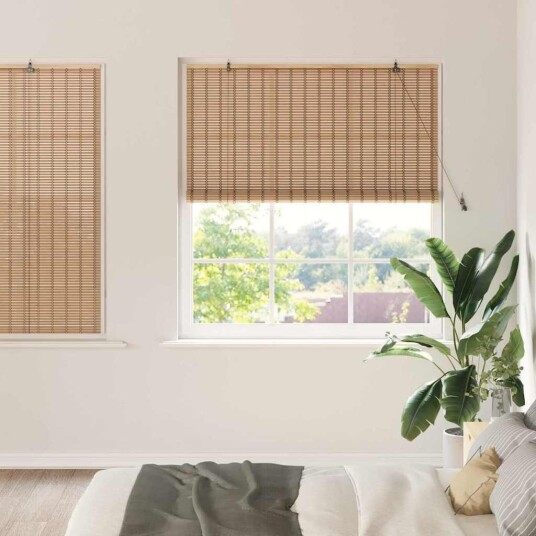  Rullegardin med gardiner Lys Brun 140 x 160 cm Bambus