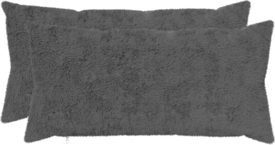 vidaXL Putetrekk 2 stk. HEERLEN Mørkegrå 40 x 70 cm Faux Kanin Pels