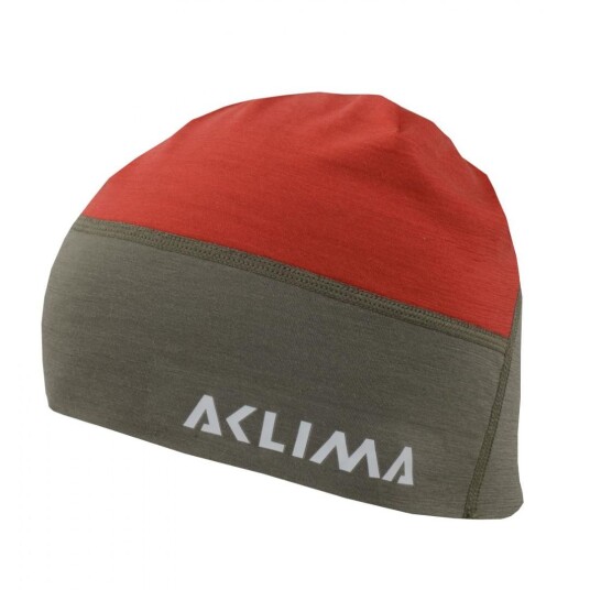 Aclima  LightWool 140 hunting beanie, 153 High Risk Red/ Ranger Green, ONESIZE