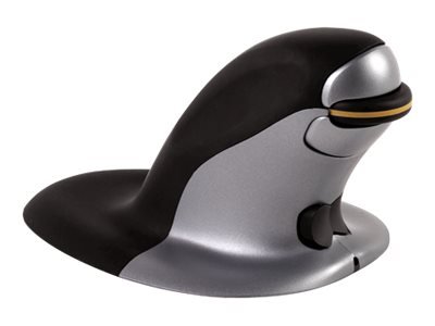 Fellowes Penguin Ambidekstriøs Ergonomisk Vertikal Mus - Trådløs Laser - 1200 dpi - Svart og Sølv