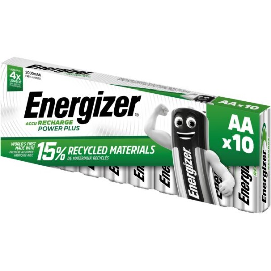 Energizer Recharge Power Plus 2000 mAh AA Oppladbare Batterier 10-pakning