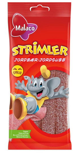 Malaco Strimler Jordgubb 80g