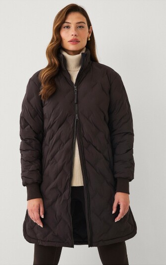 Áhkká Jakke Quilted Long Padded Jacket Brun