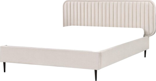 Dubbelsäng Beliani Brin med lamellram Beige Svart 140x200 cm Beige 140x200