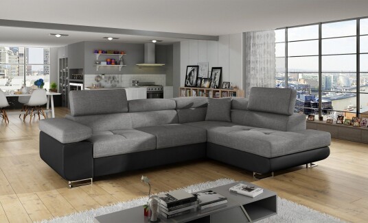 Bobis Sovesofa med Sjeselong Høyre   Grå/Svart