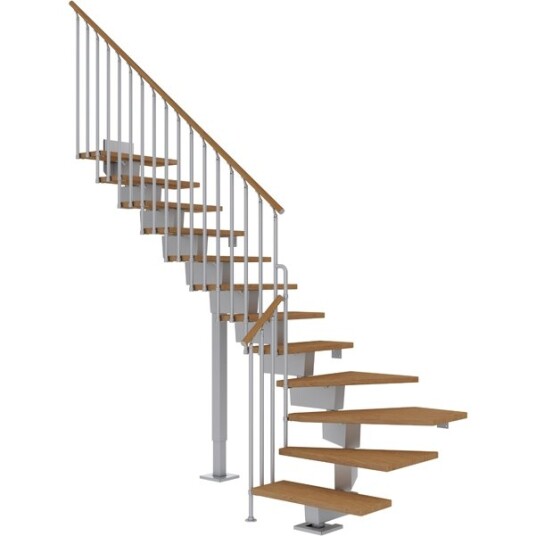 Dolle Dubai L trapp I Pearl Grey  classic Iii oljeret Eik 80 11   Loddret Høyde 204 252cm