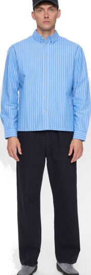 Anerkjendt Akotto Poplin Stripe Ls Shirt Blue L Anerkjendt Akotto Poplin Stripe Ls Shirt Blue L