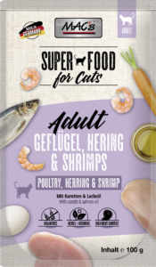 Mac'S Super Food For Cats Fjørfe Sild Og Reke 100G Våtfôr