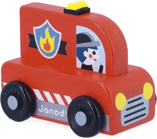 Janod Janod - Cross Roads - Fire Engine (Display: 4) - Red - ONE SIZE