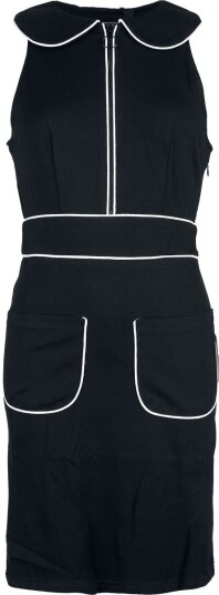 Voodoo Vixen Rockabilly Kort kjole 60s Pocket Kjole XS til XXL Damer svart hvit