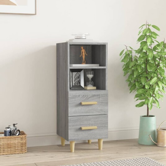 vidaXL Skjenk grå sonoma 34,5x34x90 cm konstruert tre