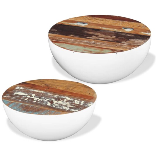 Bolleformede salongbord 2 stk gjenvunnet heltre 8718475995296