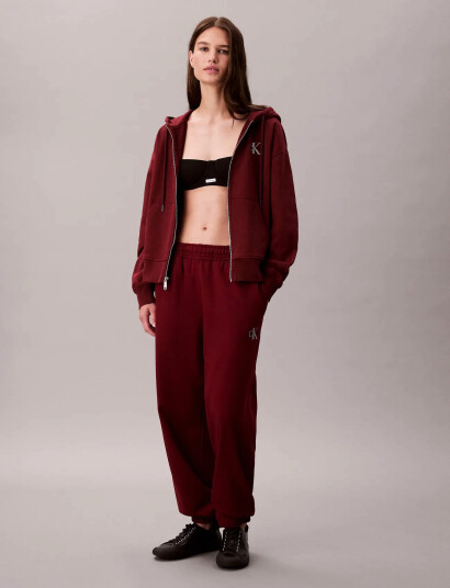 Calvin Klein Jeans Monologo French Terry Jogger - Burgundy - XS