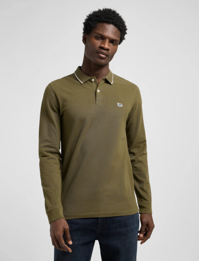 Lee Jeans Ls Pique Polo - Khaki green - S Lee Jeans Ls Pique Polo - Khaki green - S