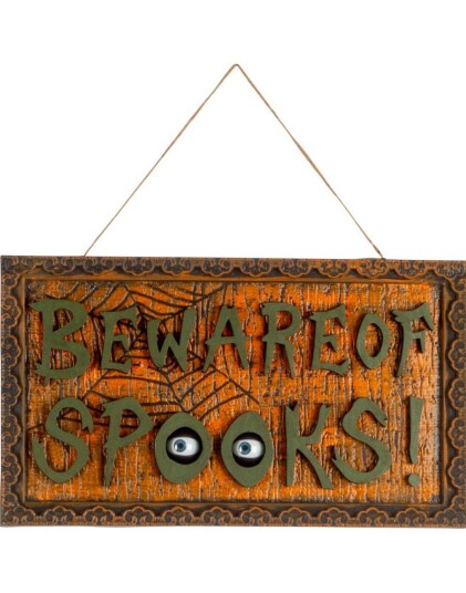 Beware of Spooks! Skilt med Lyd Lys og Bevegelse 27x47 cm