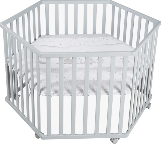 Roba Hexagon Lekegrind Med Hjul Star Magic Taupe