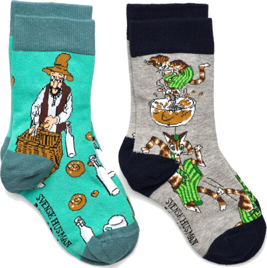 Geggamoja Pettson & Findus Socks 2-Pack Mix 31-33 - Multi/patterned - 19/21