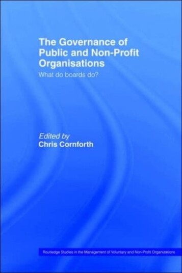 The Governance of Public and Non Profit Organizations