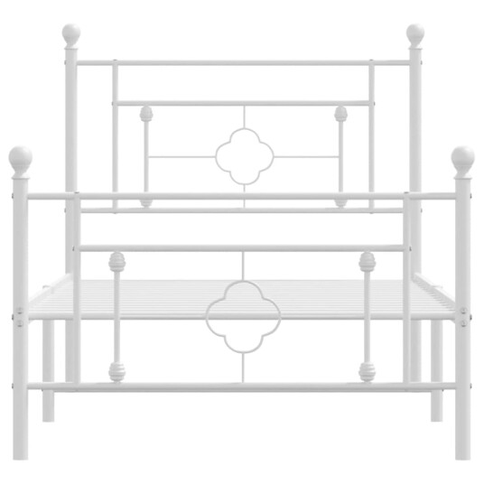 vidaXL Sengeramme i metall med hode- og fotgavl hvit 100x190 cm 8721012249332