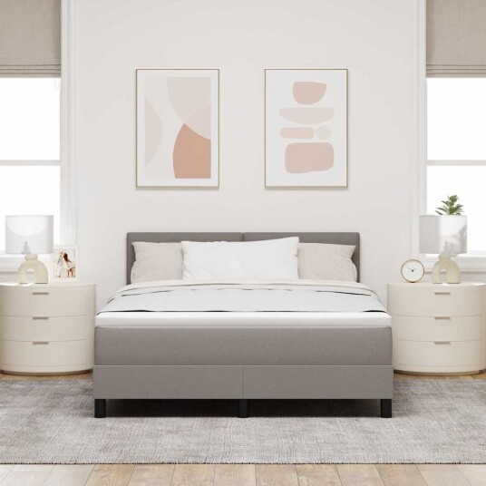  Box Spring Seng med Madrass Taupe 140x200 cm Stoff