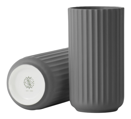 Lyngby Porcelæn Lyngbyvase 25 cm mørk grå