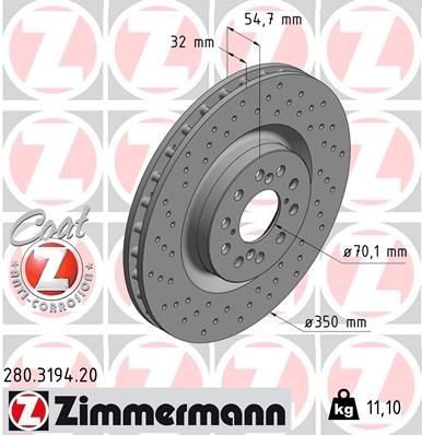 Bremseskive ZIMMERMANN 280.3194.20