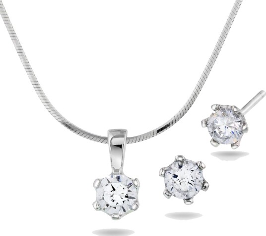 Pan Jewelry Smykkesett i 925 sølv med zirkona