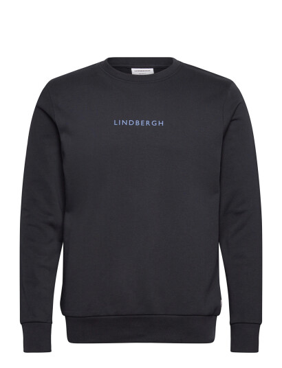 Lindbergh Logo Chest Print O Neck Sweat Black S