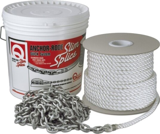 Quick Slim Splice ankerline med tau og kjetting - 6 mm