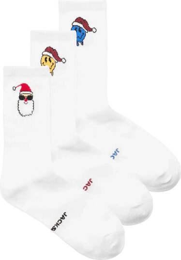 Jack & Jones Jacmelting Smiley Tennis Socks 3 Pack WHITE One Size