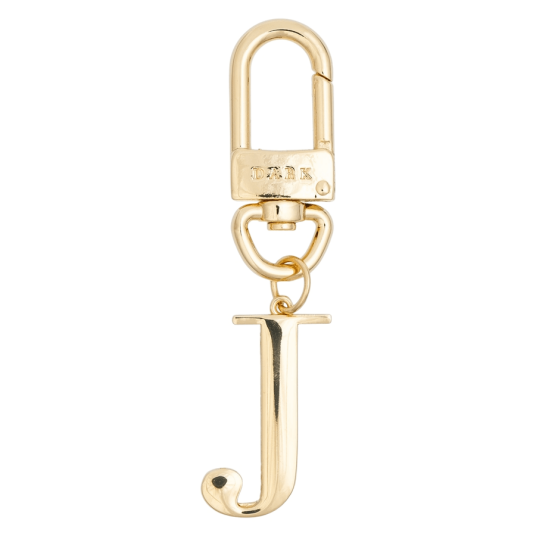 Dark Metal Letter Bag Charm Letter J Gold