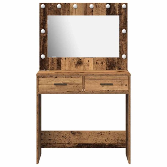 Smykkebord med LED lys Gammel Tre 78,5x41x135 cm