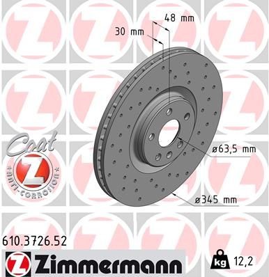 Bremseskive ZIMMERMANN 610.3726.52