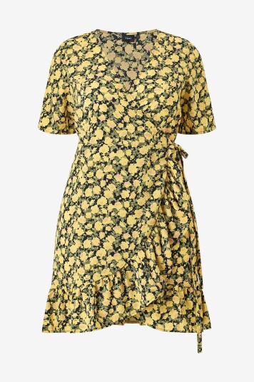 Zizzi Omslagskjole caAnni 1/2 Abk Wrap Dress Gul
