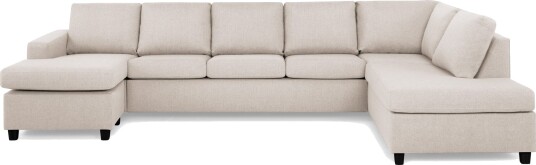 Crazy 5 seters Høyrevendt U formet X Large Sofa med Divan og Sjeselong i Stoff   Beige