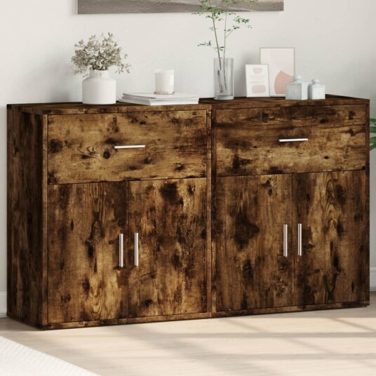Skjenker 2 røkt eik 60x31x70 cm konstruert tre 8721102594328