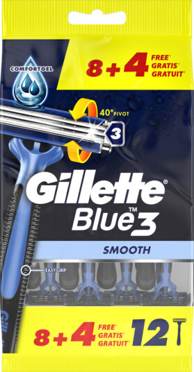 Gillette Engangsskraper Blue3 Smooth 12 stk.