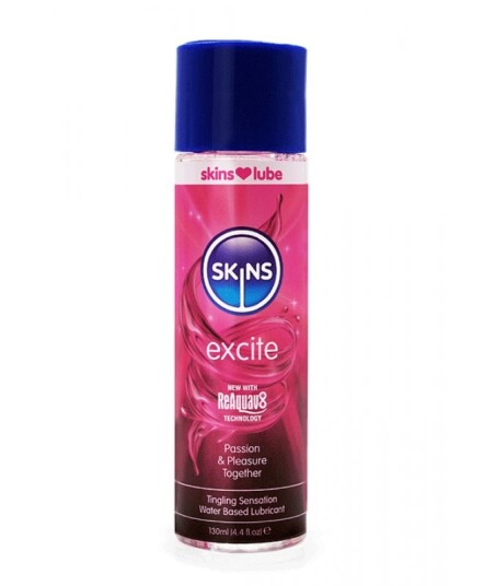 Skins Excite Prikkende Vannbasert Glidemiddel 130 ml - Klar Skins Excite Prikkende Vannbasert Glidemiddel 130 ml - Klar