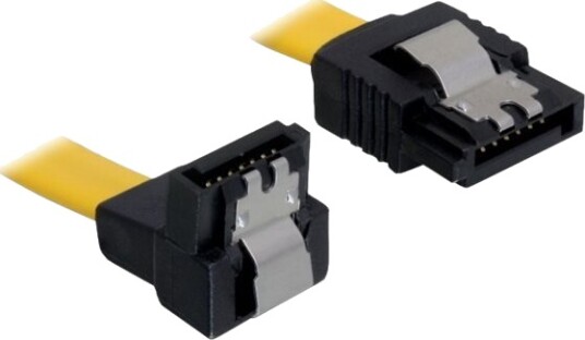 Delock Sata Kabel Serial Ata 150/300 Sata Hann Vinklet Til Sata Hann Rett 1 M Tommelklips Gul