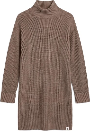 Calvin Klein Jeans Cotton Rib Dress ROASTED CASHEW M Calvin Klein Jeans Cotton Rib Dress ROASTED CASHEW M