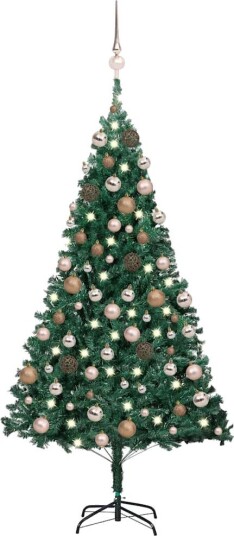 vidaXL Kunstig juletre med LED og kulesett 120 cm PVC grønn