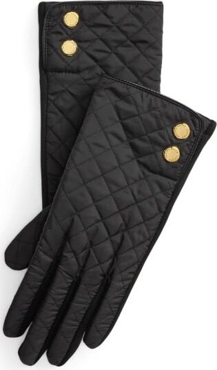 Lauren Ralph Lauren Plaid Diamond Quilted Tech Gloves BLACK XL