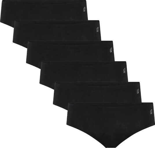 URBAN QUEST 6 Pack Women Bamboo Bikini Brief Black S