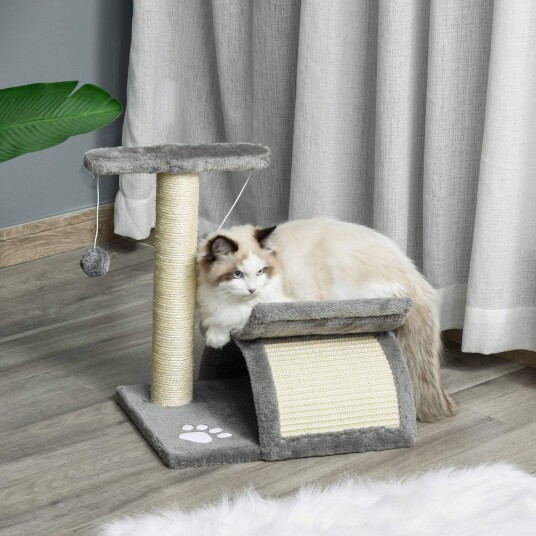 Lys Grå Katte Kløstolpe Med Play Ball 40X30X43 cm